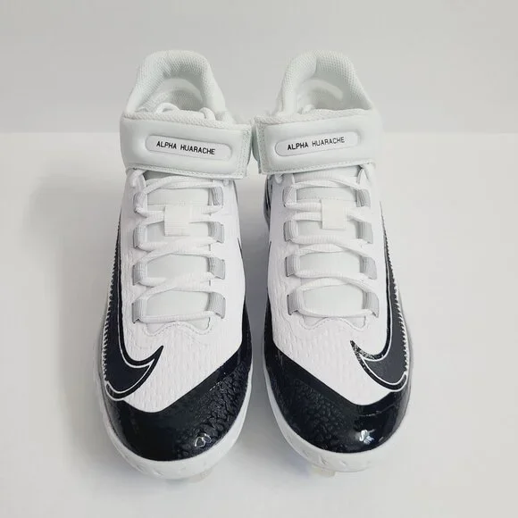 NEW Nike Alpha Huarache Elite 4 Mid Baseball Cleats FD2744-101 Size 8 White Blac - Picture 2 of 7